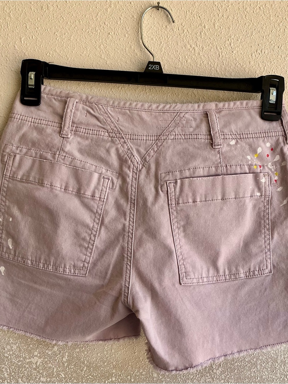 Pilcro Women's High Waist Pink Painted Patchwork Shorts - Picture 2 of 8